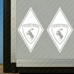 White Volvo Truck Body Stickers, Rhombus with Moose Badge and Text Logo