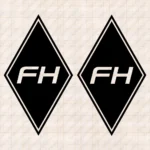 Closeup of Volvo Truck Body Stickers, Rhombus with FH Logo