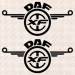 Closeup of Daf Truck Body Stickers, XF with Modern Logo