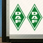 Greece Daf Truck Body Stickers, Rhombus with Vertical Text Logo