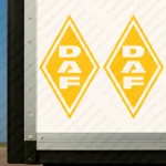 Yellow Daf Truck Body Stickers, Rhombus with Vertical Text Logo