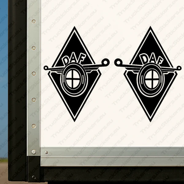 Black Daf Truck Body Stickers, Rhombus Modern Logo Side View
