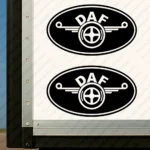 Black Daf Truck Body Stickers, Classic Logo inside Round Frame