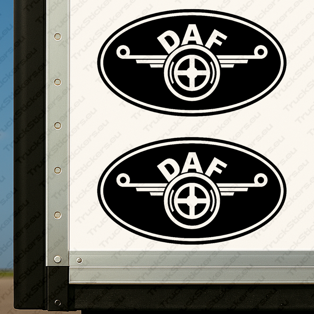 body-sticker-for-trucks-90631-black Black Daf Truck Body Stickers, Classic Logo inside Round Frame