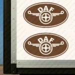 Brown Daf Truck Body Stickers, Classic Logo inside Round Frame