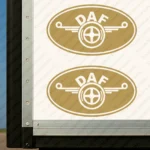 Gold Daf Truck Body Stickers, Classic Logo inside Round Frame