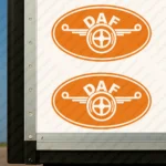 Orange Daf Truck Body Stickers, Classic Logo inside Round Frame