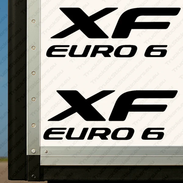 Black Daf Truck Body Stickers, XF Euro 6 Logo