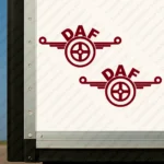 Burgundy Daf Truck Body Stickers, Classic Logo