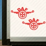 Red Daf Truck Body Stickers, Classic Logo