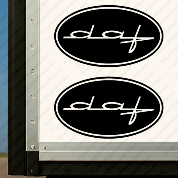 Black Daf Truck Body Stickers, Modern Text Logo Inside Round Frame