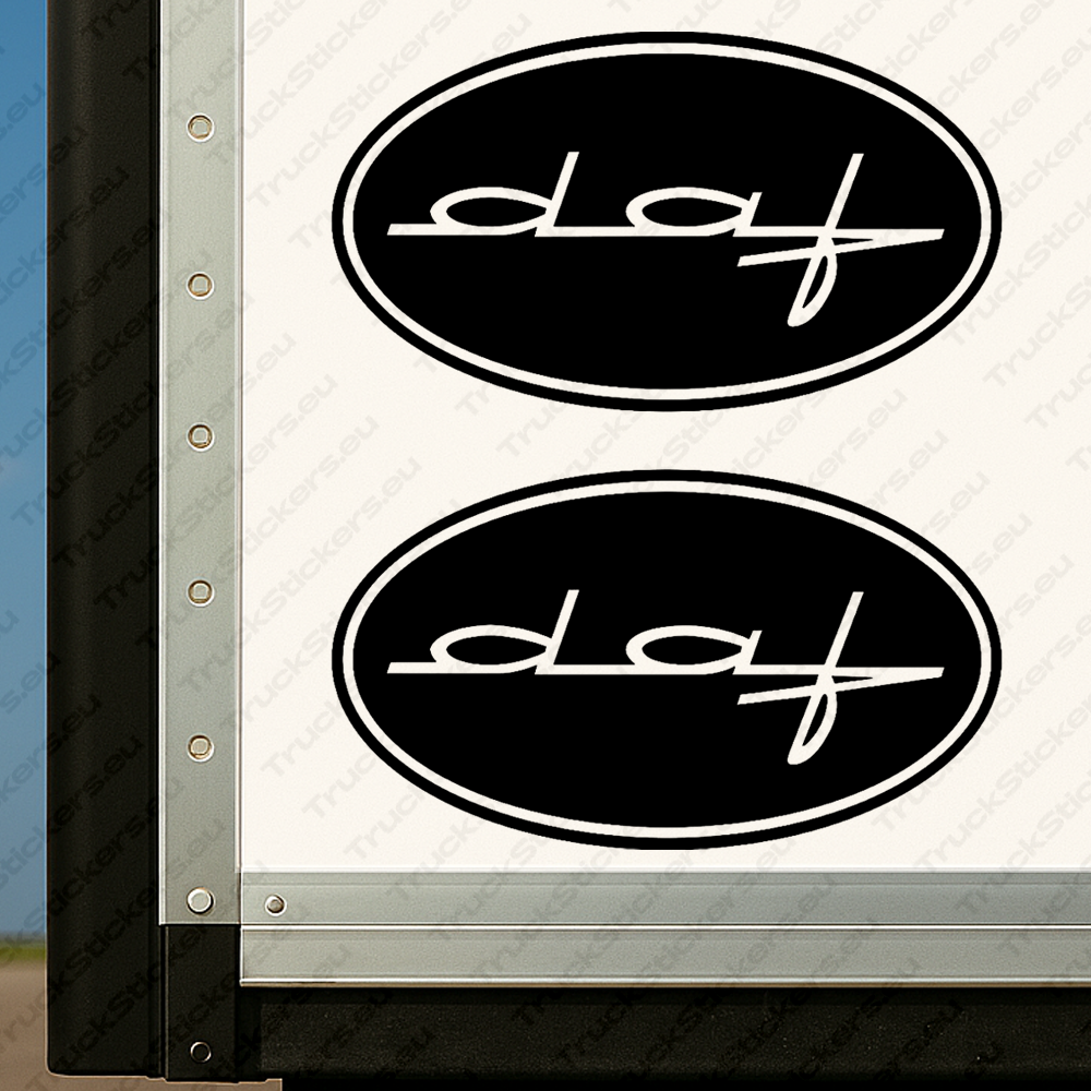 body-sticker-for-trucks-90636-black Black Daf Truck Body Stickers, Modern Text Logo Inside Round Frame