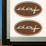 Brown Daf Truck Body Stickers, Modern Text Logo Inside Round Frame