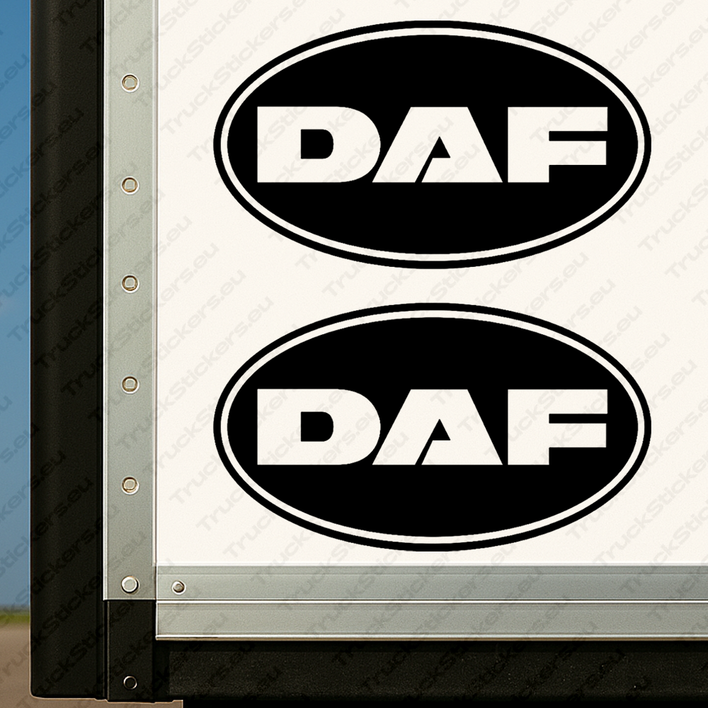 body-sticker-for-trucks-90637-black Black Daf Truck Body Stickers, Classic Text Logo Inside Round Frame