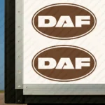 Brown Daf Truck Body Stickers, Classic Text Logo Inside Round Frame