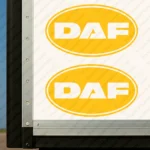 Yellow Daf Truck Body Stickers, Classic Text Logo Inside Round Frame