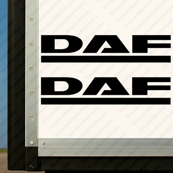 Black Daf Truck Body Stickers, Underlined Classic Text Logo