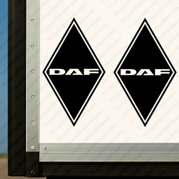Black Daf Truck Body Stickers, Rhombus with Plain Text Logo