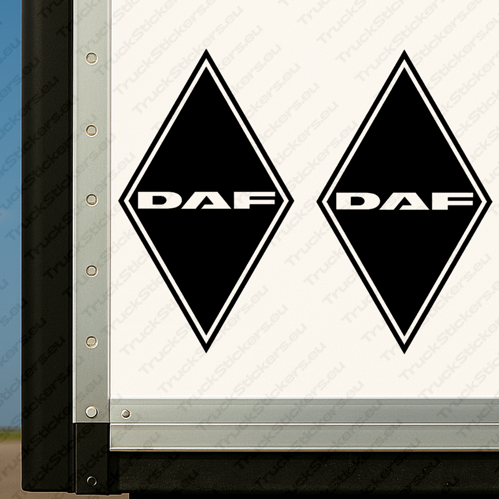 body-sticker-for-trucks-90640-black Black Daf Truck Body Stickers, Rhombus with Plain Text Logo
