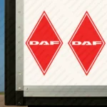 Red Daf Truck Body Stickers, Rhombus with Plain Text Logo