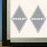Silver Daf Truck Body Stickers, Rhombus with Plain Text Logo