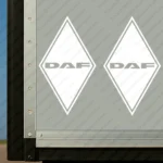 White Daf Truck Body Stickers, Rhombus with Plain Text Logo