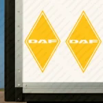 Yellow Daf Truck Body Stickers, Rhombus with Plain Text Logo
