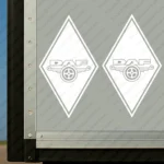 White Daf Truck Body Stickers, Rhombus with Modern Version of Logo