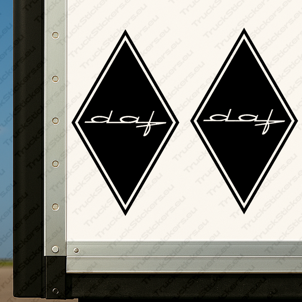 body-sticker-for-trucks-90642-black Black Daf Truck Body Stickers, Rhombus with Modern Text Logo
