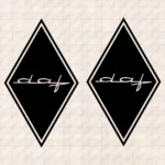 Closeup of Daf Truck Body Stickers, Rhombus with Modern Text Logo