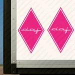 Fuchsia Daf Truck Body Stickers, Rhombus with Modern Text Logo