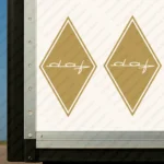 Gold Daf Truck Body Stickers, Rhombus with Modern Text Logo