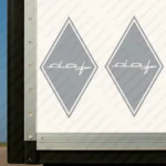 Silver Daf Truck Body Stickers, Rhombus with Modern Text Logo