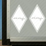 White Daf Truck Body Stickers, Rhombus with Modern Text Logo