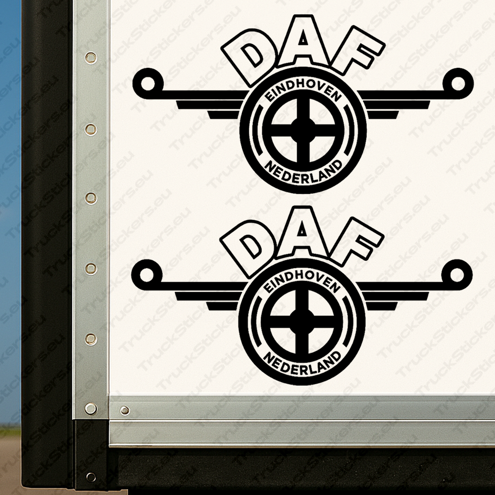 body-sticker-for-trucks-90644-black Black Daf Truck Body Stickers, Einhoven Nederland Version with Text Logo Outline