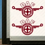 Burgundy Daf Truck Body Stickers, Einhoven Nederland Version with Text Logo Outline