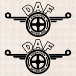Closeup of Daf Truck Body Stickers, Einhoven Nederland Version with Text Logo Outline