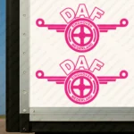 Fuchsia Daf Truck Body Stickers, Einhoven Nederland Version with Text Logo Outline