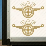 Gold Daf Truck Body Stickers, Einhoven Nederland Version with Text Logo Outline