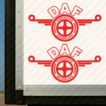 Red Daf Truck Body Stickers, Einhoven Nederland Version with Text Logo Outline