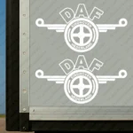 White Daf Truck Body Stickers, Einhoven Nederland Version with Text Logo Outline