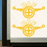 Yellow Daf Truck Body Stickers, Einhoven Nederland Version with Text Logo Outline