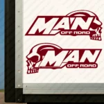 Burgundy Man Truck Body Stickers, Off Road with Logo and Skull