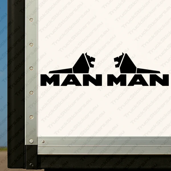 Black Man Truck Body Stickers, Half Lion with Classic Text Logo