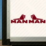 Burgundy Man Truck Body Stickers, Half Lion with Classic Text Logo