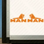 Orange Man Truck Body Stickers, Half Lion with Classic Text Logo
