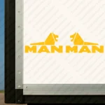 Yellow Man Truck Body Stickers, Half Lion with Classic Text Logo