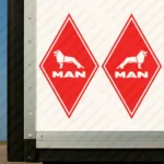 Red Man Truck Body Stickers, Rhombus with Classic Text Logo and Lion