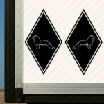 Black Man Truck Body Stickers, Rhombus with Lion Outline Version 1