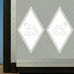White Man Truck Body Stickers, Rhombus with Classic Text Logo and Lion Outline